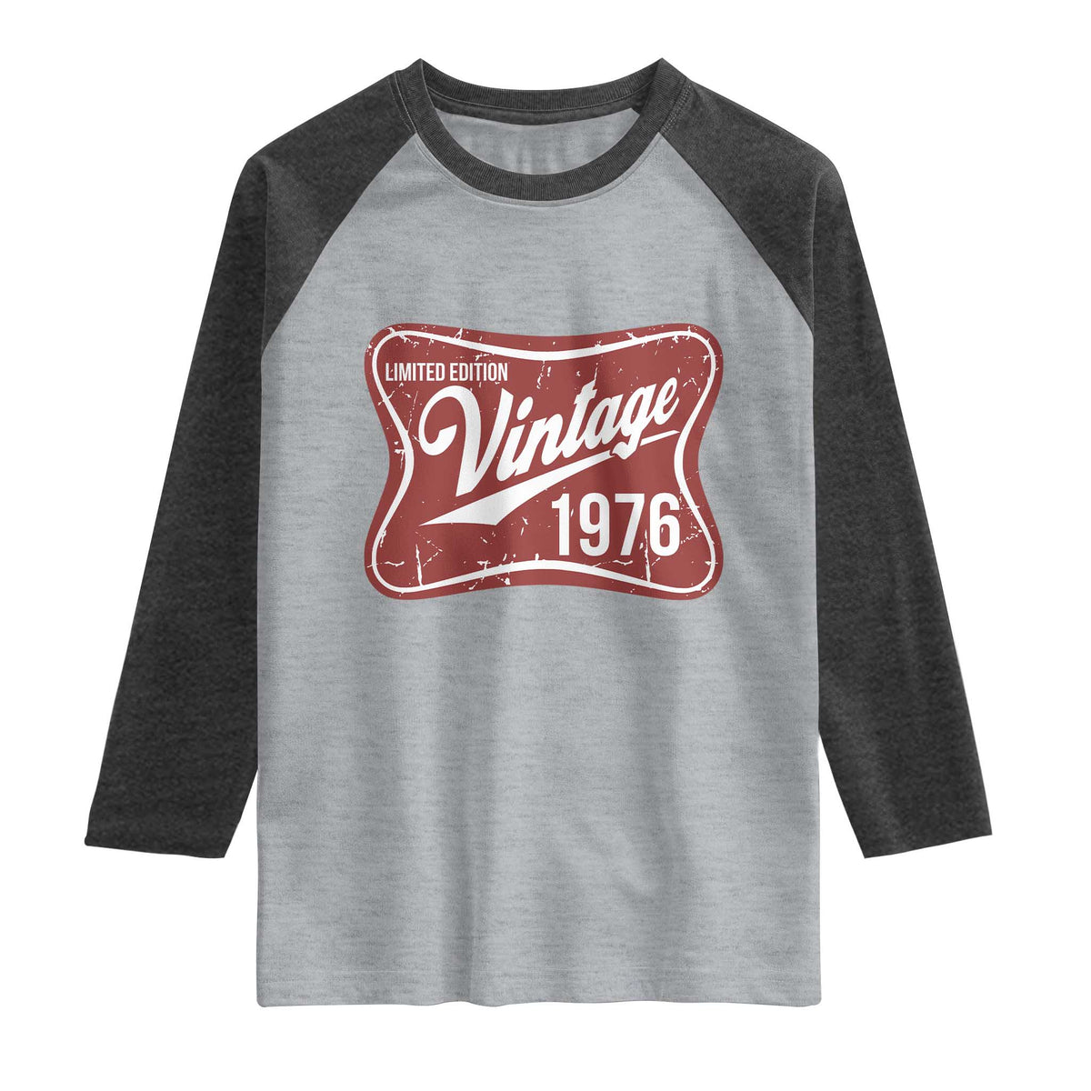 50th Birthday Beer Lover Vintage 1976 Limited Edition Raglan Shirt Red Metal Beer Soft Sign Graphic