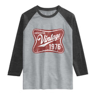 50th Birthday Beer Lover Vintage 1976 Limited Edition Raglan Shirt Red Metal Beer Soft Sign Graphic