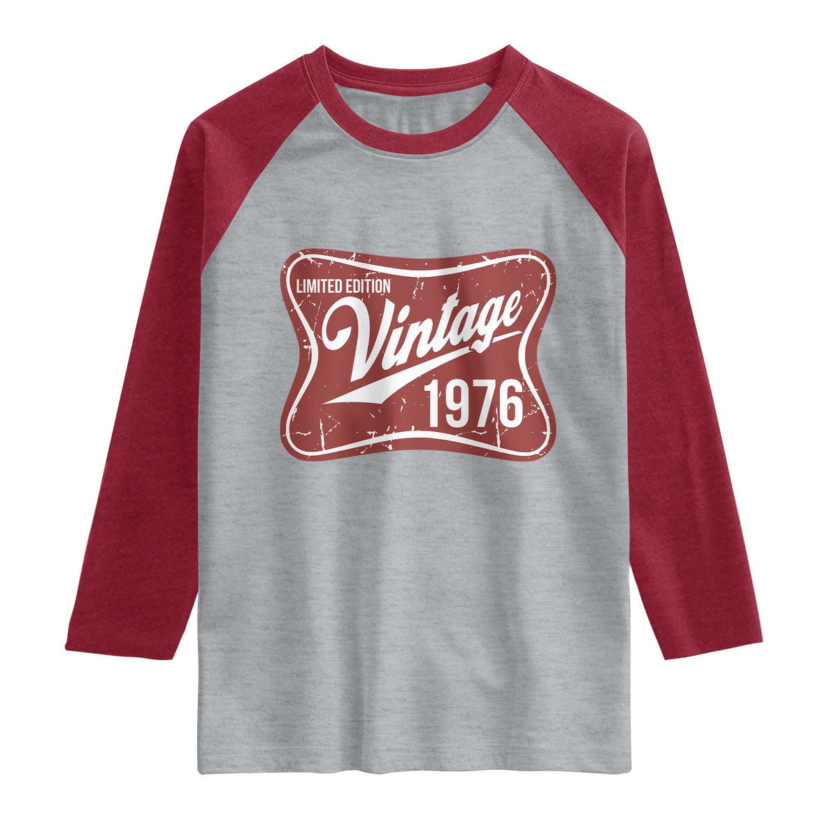50th Birthday Beer Lover Vintage 1976 Limited Edition Raglan Shirt Red Metal Beer Soft Sign Graphic
