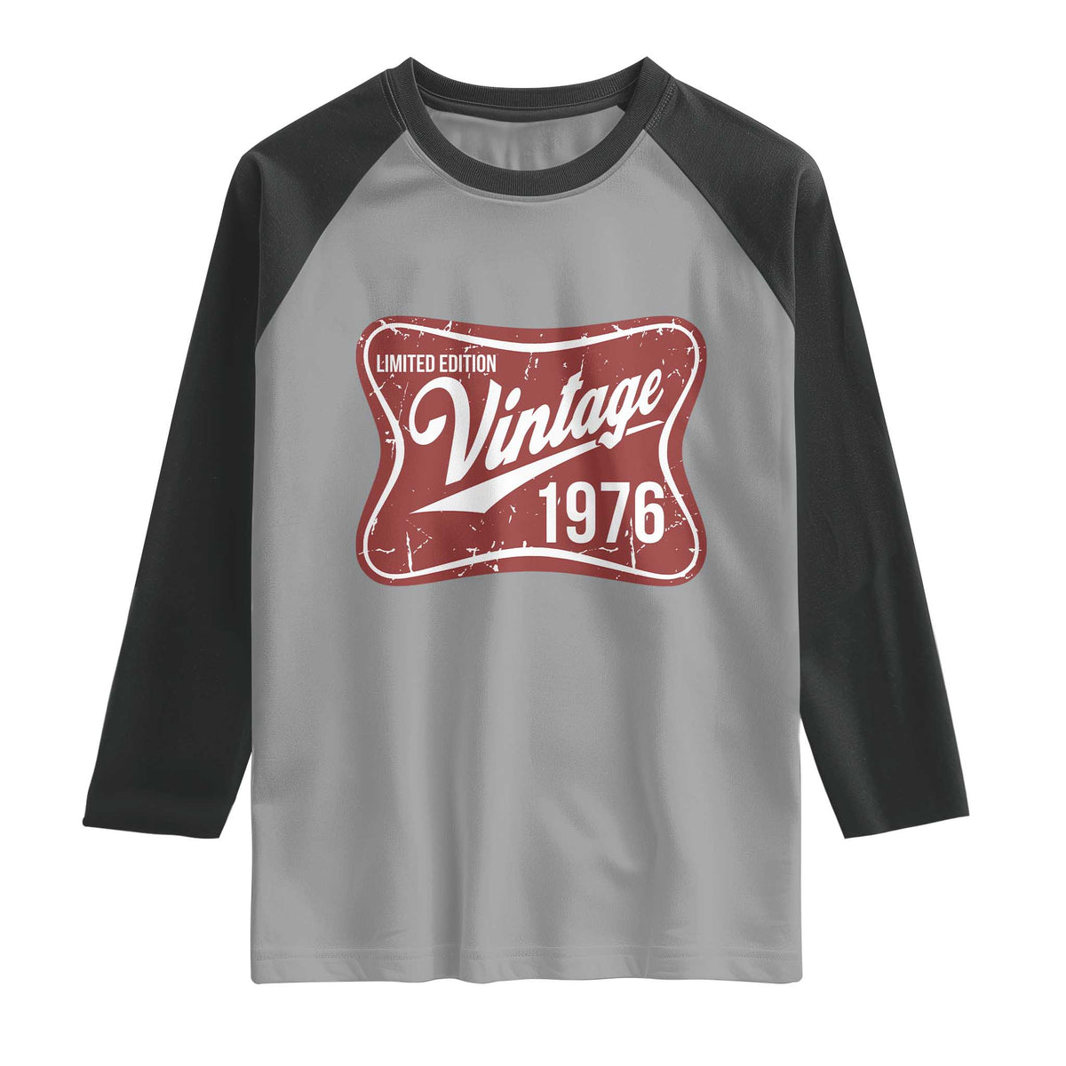 50th Birthday Beer Lover Vintage 1976 Limited Edition Raglan Shirt Red Metal Beer Soft Sign Graphic