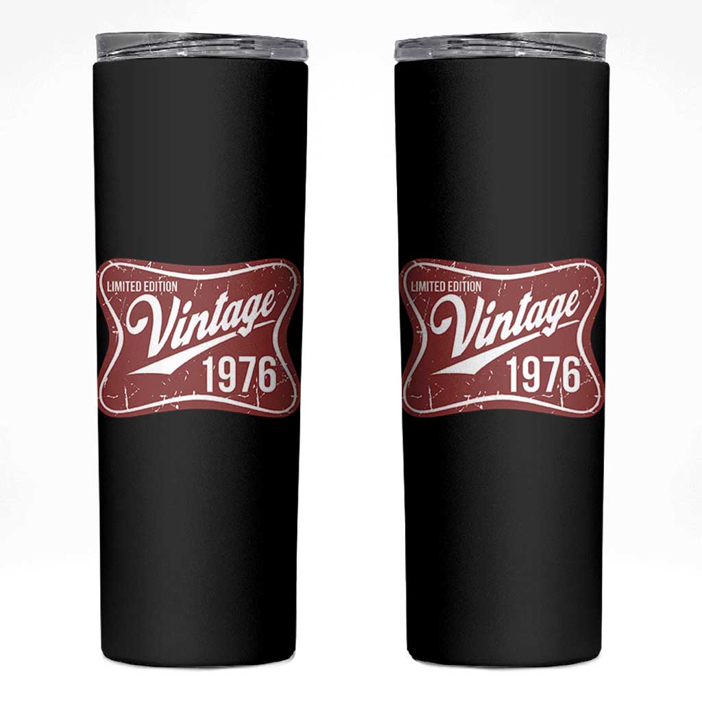 50th Birthday Beer Lover Vintage 1976 Limited Edition Skinny Tumbler Red Metal Beer Soft Sign Graphic