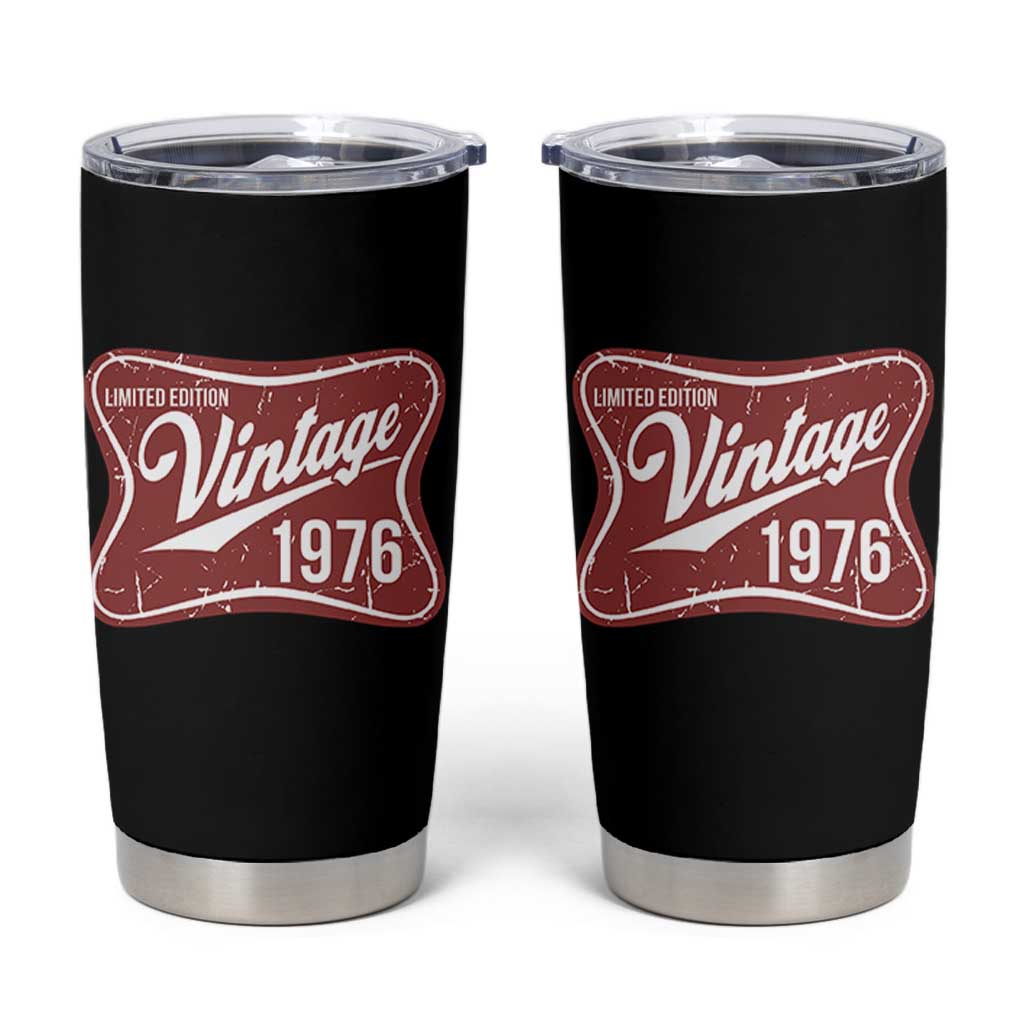 50th Birthday Beer Lover Vintage 1976 Limited Edition Tumbler Cup Red Metal Beer Soft Sign Graphic