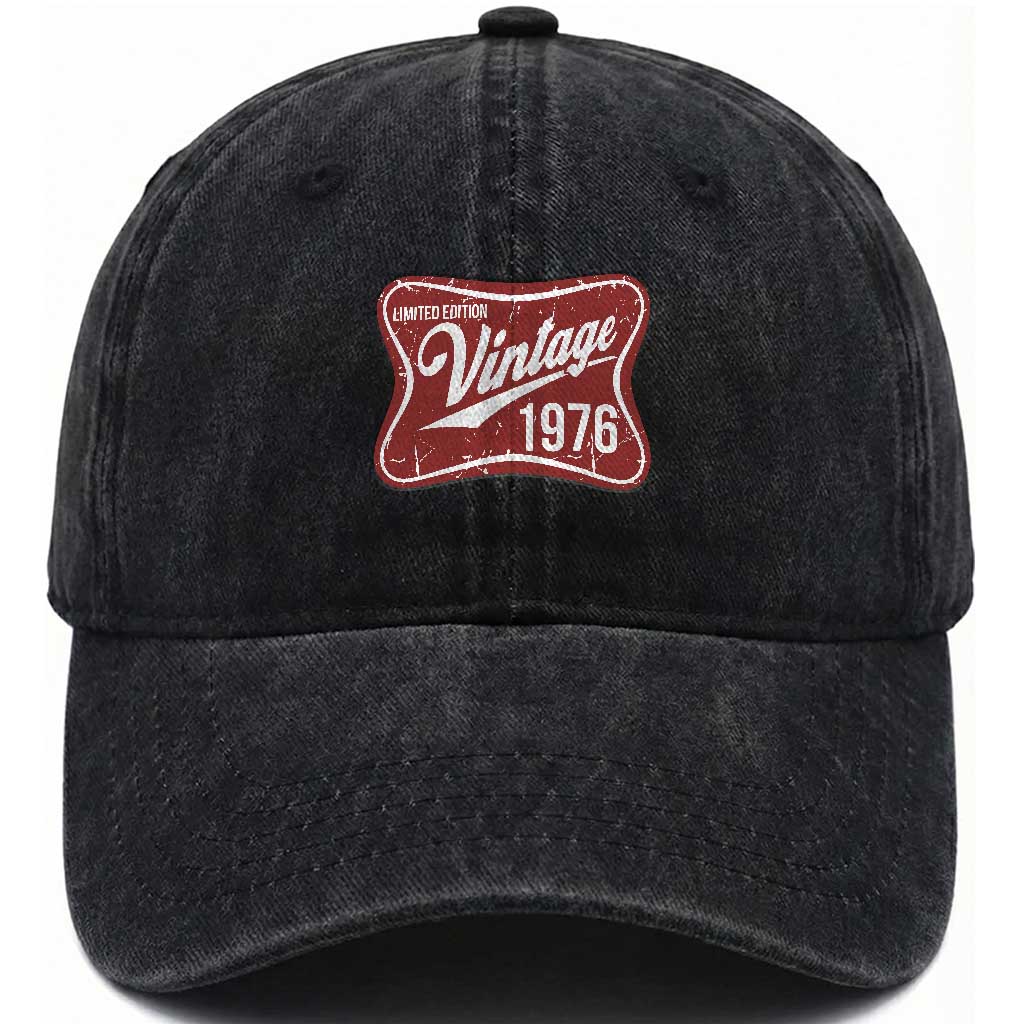 50th Birthday Beer Lover Vintage 1976 Limited Edition Washed Cotton Baseball Cap Red Metal Beer Soft Sign Graphic