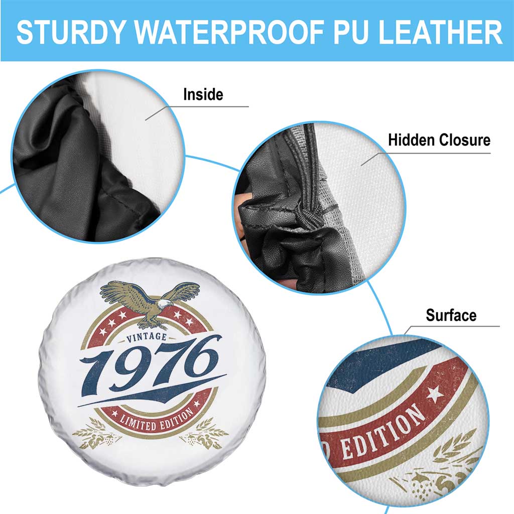50th Birthday Beer Lover Vintage 1976 Limited Edition Spare Tire Cover Bald Eagle