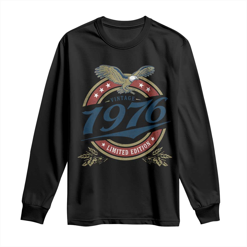50th Birthday Beer Lover Vintage 1976 Limited Edition Long Sleeve Shirt Bald Eagle