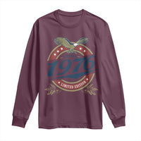 50th Birthday Beer Lover Vintage 1976 Limited Edition Long Sleeve Shirt Bald Eagle
