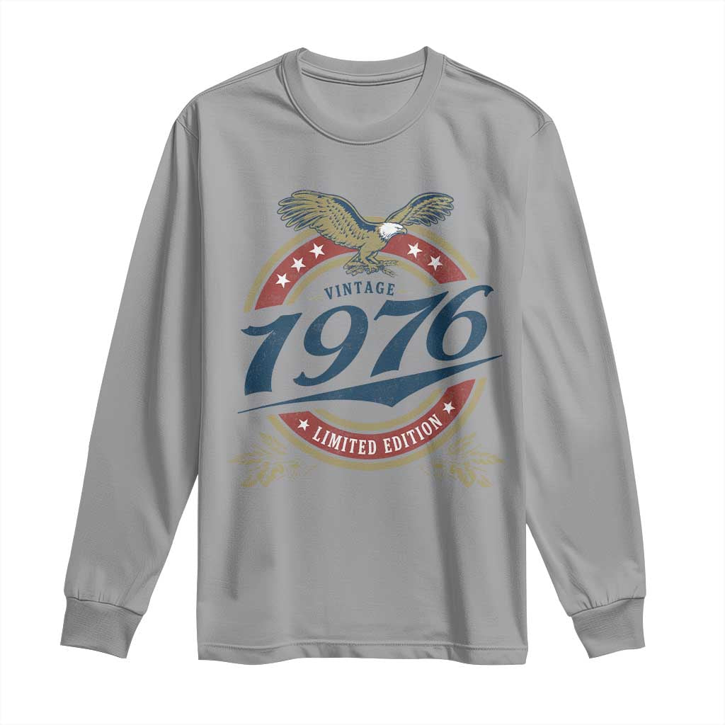 50th Birthday Beer Lover Vintage 1976 Limited Edition Long Sleeve Shirt Bald Eagle