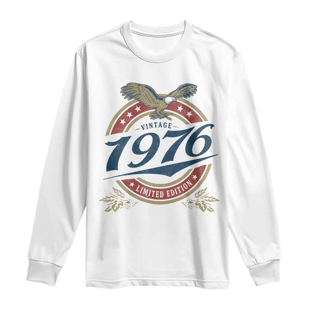 50th Birthday Beer Lover Vintage 1976 Limited Edition Long Sleeve Shirt Bald Eagle