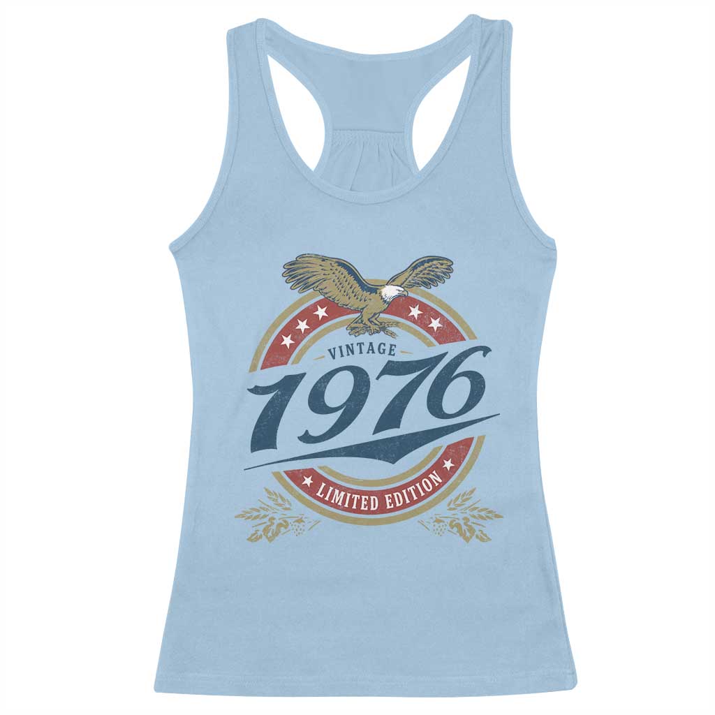 50th Birthday Beer Lover Vintage 1976 Limited Edition Racerback Tank Top Bald Eagle