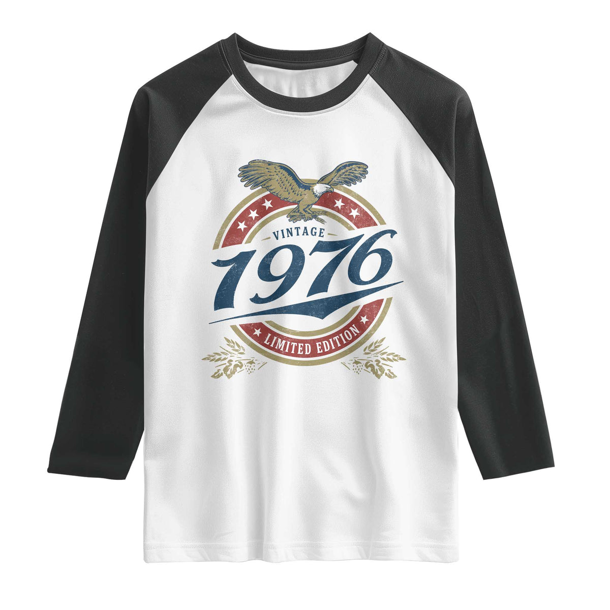 50th Birthday Beer Lover Vintage 1976 Limited Edition Raglan Shirt Bald Eagle