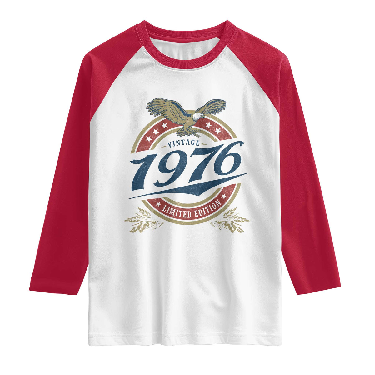 50th Birthday Beer Lover Vintage 1976 Limited Edition Raglan Shirt Bald Eagle