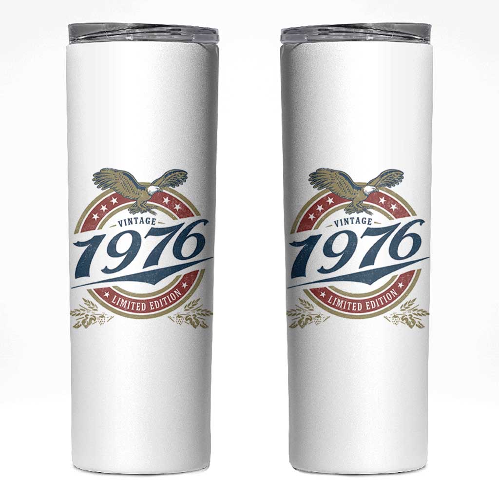 50th Birthday Beer Lover Vintage 1976 Limited Edition Skinny Tumbler Bald Eagle