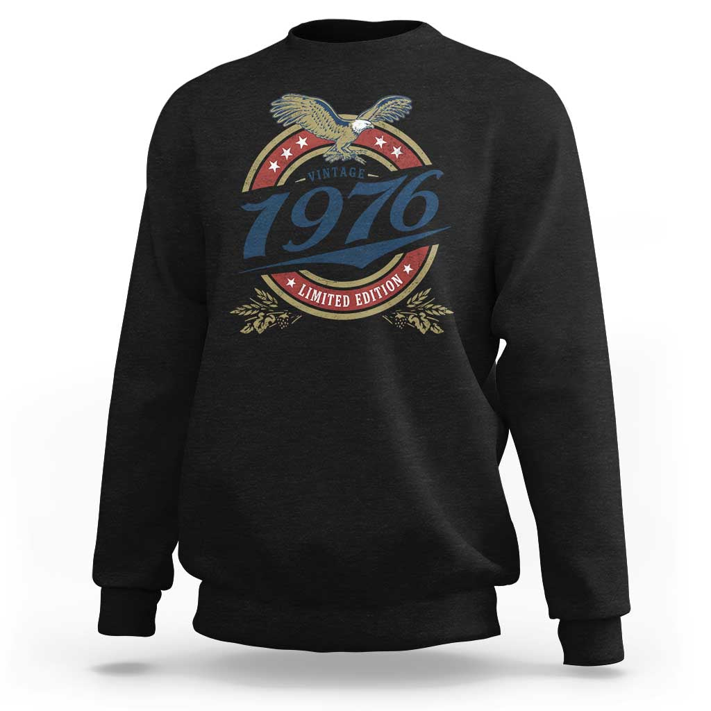 50th Birthday Beer Lover Vintage 1976 Limited Edition Sweatshirt Bald Eagle