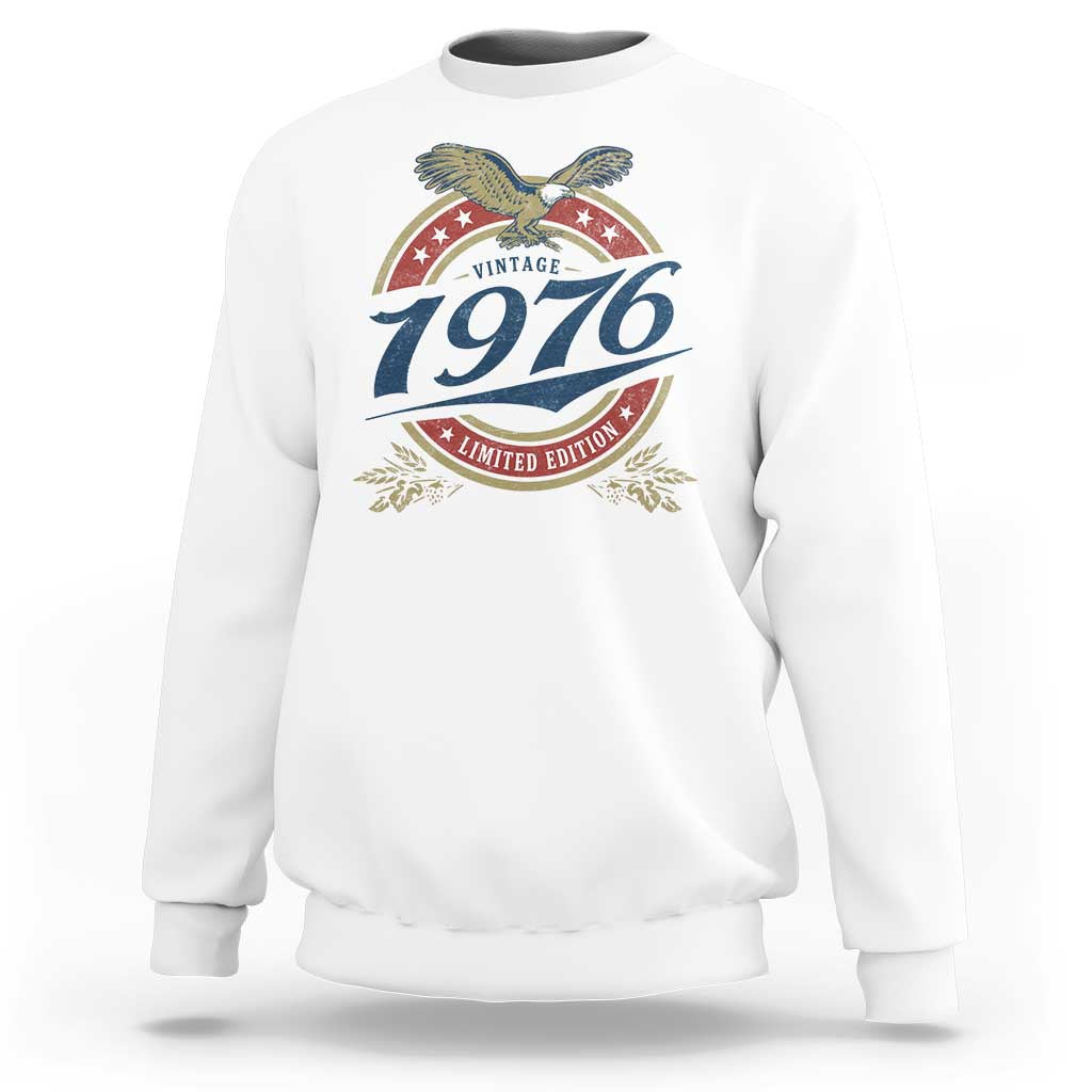 50th Birthday Beer Lover Vintage 1976 Limited Edition Sweatshirt Bald Eagle