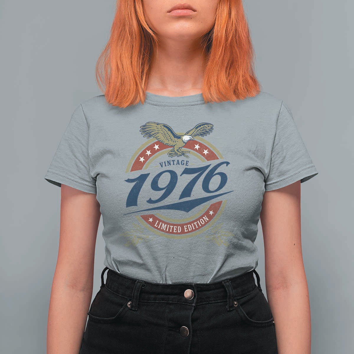 50th Birthday Beer Lover Vintage 1976 Limited Edition T Shirt For Women Bald Eagle