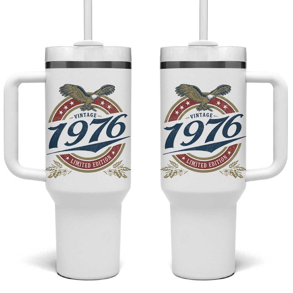 50th Birthday Beer Lover Vintage 1976 Limited Edition Tumbler With Handle Bald Eagle