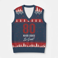 80 Never Looked So Good Funny 80th Birthday V-Neck Knit Sweater Vest