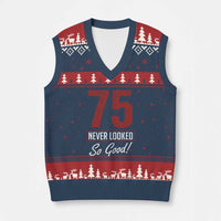 75 Never Looked So Good Funny 75th Birthday V-Neck Knit Sweater Vest