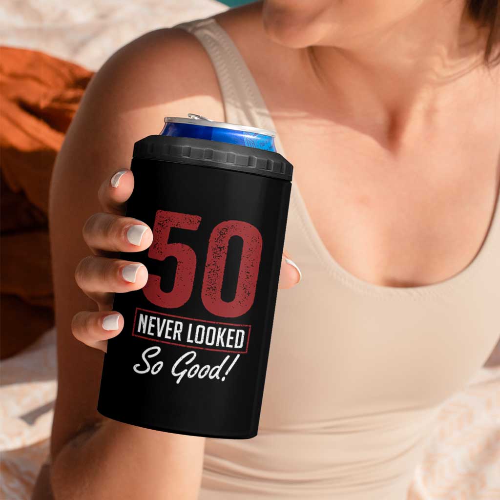 50 Never Looked So Good Funny 50th Birthday 4 in 1 Can Cooler Tumbler