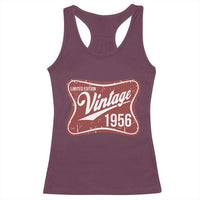 70th Birthday Beer Lover Vintage 1956 Limited Edition Racerback Tank Top Red Metal Beer Soft Sign Graphic