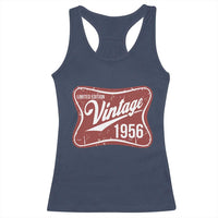 70th Birthday Beer Lover Vintage 1956 Limited Edition Racerback Tank Top Red Metal Beer Soft Sign Graphic