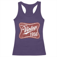 70th Birthday Beer Lover Vintage 1956 Limited Edition Racerback Tank Top Red Metal Beer Soft Sign Graphic