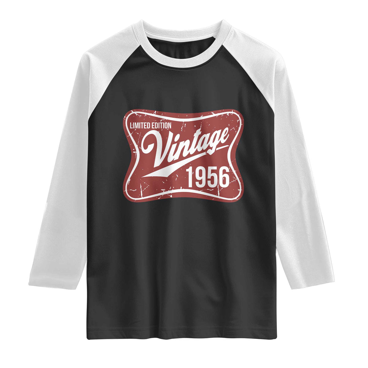 70th Birthday Beer Lover Vintage 1956 Limited Edition Raglan Shirt Red Metal Beer Soft Sign Graphic