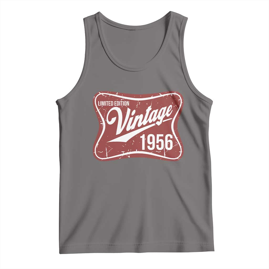 70th Birthday Beer Lover Vintage 1956 Limited Edition Tank Top Red Metal Beer Soft Sign Graphic