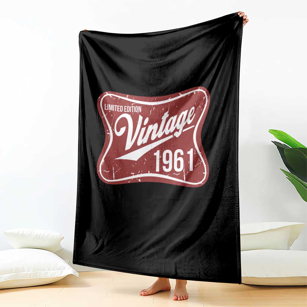 65th Birthday Beer Lover Vintage 1961 Limited Edition Throw Blanket Red Metal Beer Soft Sign Graphic
