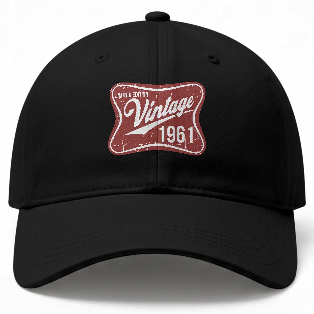 65th Birthday Beer Lover Vintage 1961 Limited Edition Baseball Cap Red Metal Beer Soft Sign Graphic