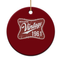 65th Birthday Beer Lover Vintage 1961 Limited Edition Ceramic Ornament Red Metal Beer Soft Sign Graphic
