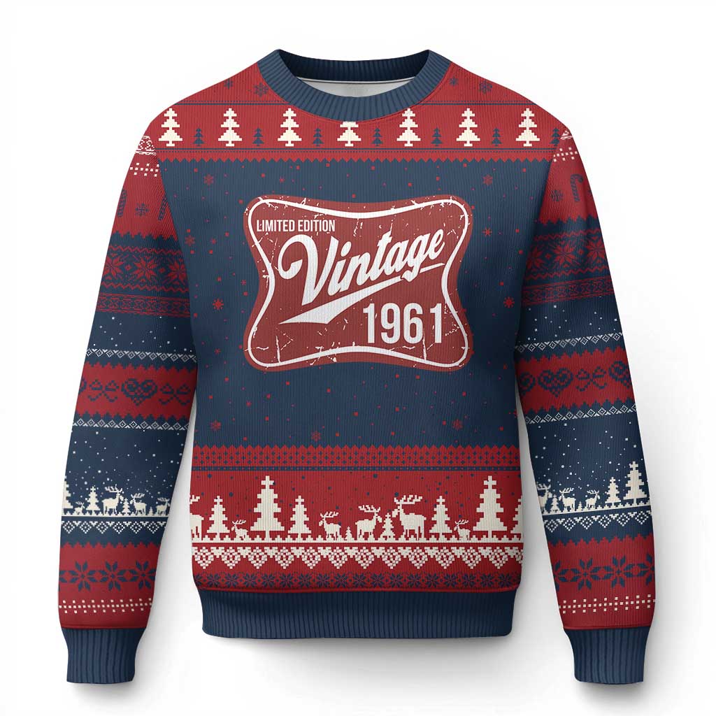 65th Birthday Beer Lover Vintage 1961 Limited Edition Ugly Christmas Sweater Red Metal Beer Soft Sign Graphic