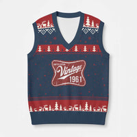 65th Birthday Beer Lover Vintage 1961 Limited Edition V-Neck Knit Sweater Vest Red Metal Beer Soft Sign Graphic