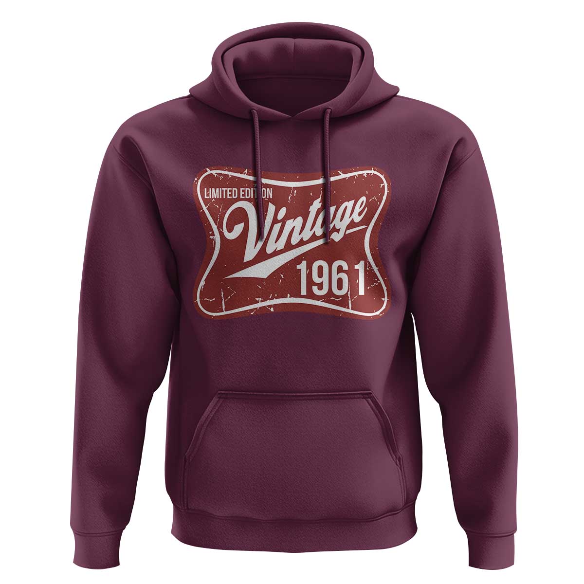 65th Birthday Beer Lover Vintage 1961 Limited Edition Hoodie Red Metal Beer Soft Sign Graphic