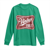 65th Birthday Beer Lover Vintage 1961 Limited Edition Long Sleeve Shirt Red Metal Beer Soft Sign Graphic