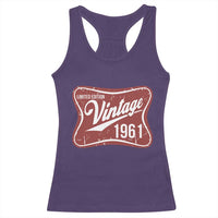 65th Birthday Beer Lover Vintage 1961 Limited Edition Racerback Tank Top Red Metal Beer Soft Sign Graphic
