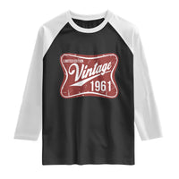 65th Birthday Beer Lover Vintage 1961 Limited Edition Raglan Shirt Red Metal Beer Soft Sign Graphic