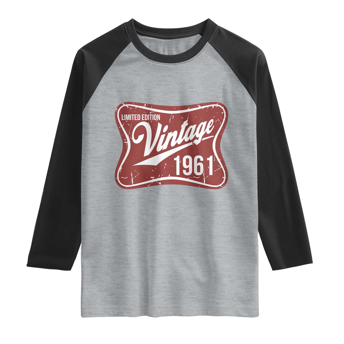 65th Birthday Beer Lover Vintage 1961 Limited Edition Raglan Shirt Red Metal Beer Soft Sign Graphic