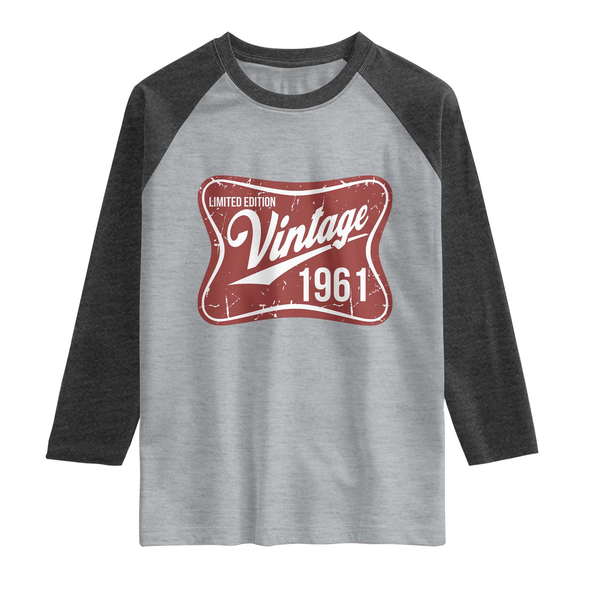 65th Birthday Beer Lover Vintage 1961 Limited Edition Raglan Shirt Red Metal Beer Soft Sign Graphic