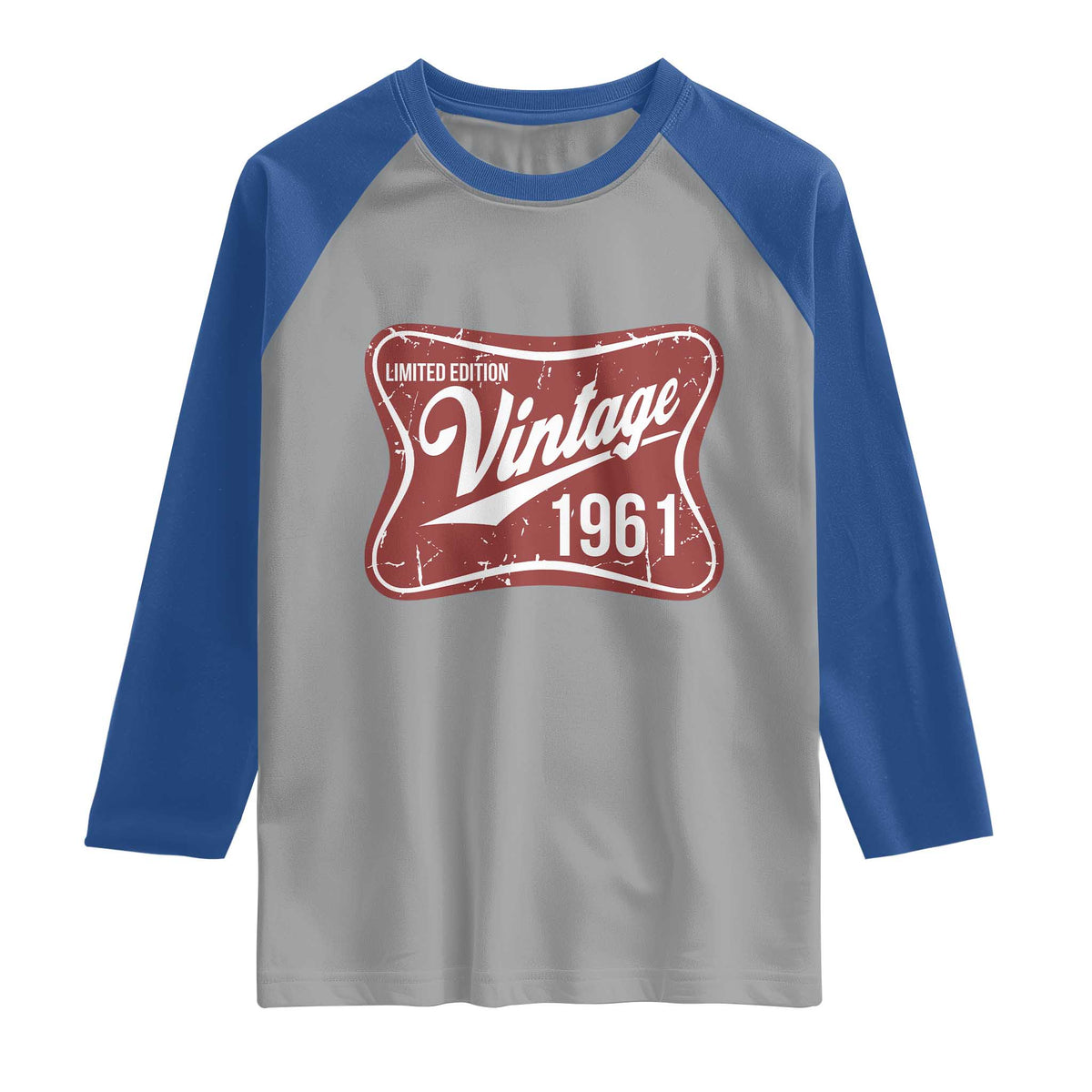 65th Birthday Beer Lover Vintage 1961 Limited Edition Raglan Shirt Red Metal Beer Soft Sign Graphic