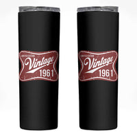 65th Birthday Beer Lover Vintage 1961 Limited Edition Skinny Tumbler Red Metal Beer Soft Sign Graphic
