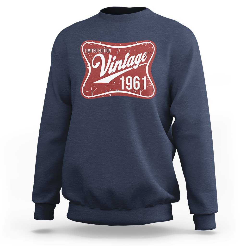 65th Birthday Beer Lover Vintage 1961 Limited Edition Sweatshirt Red Metal Beer Soft Sign Graphic