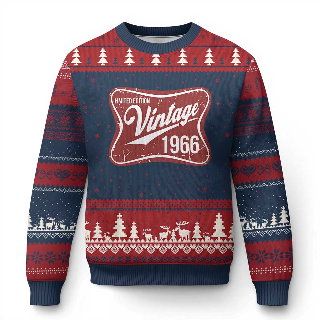 60th Birthday Beer Lover Vintage 1966 Limited Edition Ugly Christmas Sweater Red Metal Beer Soft Sign Graphic