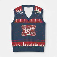 60th Birthday Beer Lover Vintage 1966 Limited Edition V-Neck Knit Sweater Vest Red Metal Beer Soft Sign Graphic