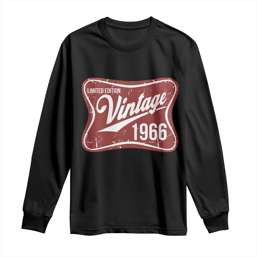60th Birthday Beer Lover Vintage 1966 Limited Edition Long Sleeve Shirt Red Metal Beer Soft Sign Graphic