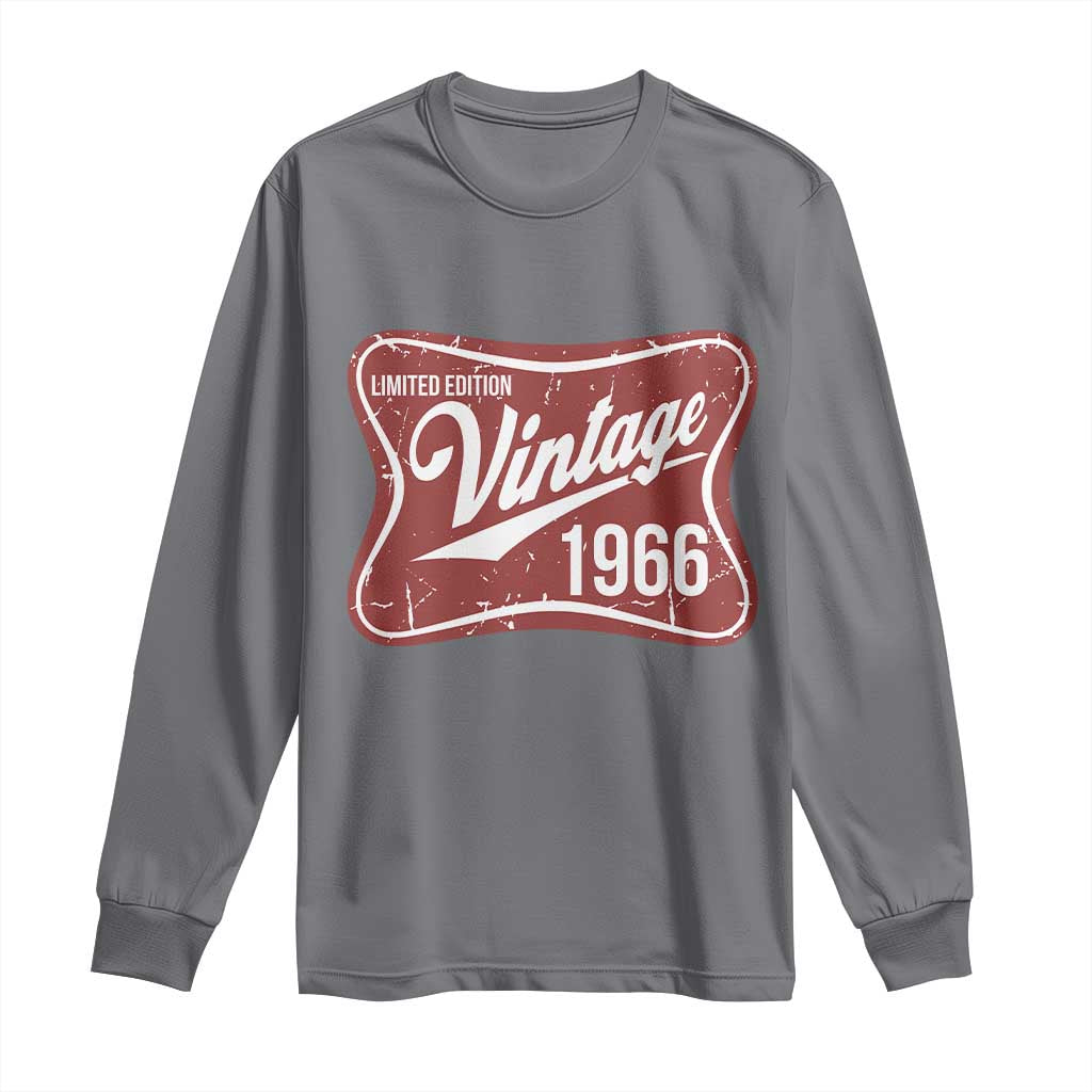 60th Birthday Beer Lover Vintage 1966 Limited Edition Long Sleeve Shirt Red Metal Beer Soft Sign Graphic