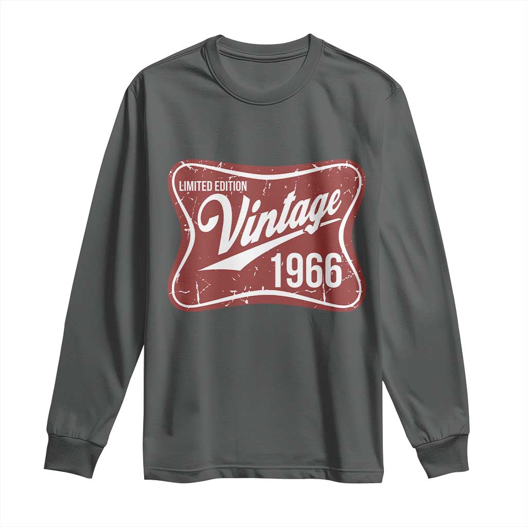 60th Birthday Beer Lover Vintage 1966 Limited Edition Long Sleeve Shirt Red Metal Beer Soft Sign Graphic
