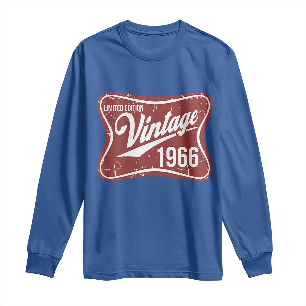 60th Birthday Beer Lover Vintage 1966 Limited Edition Long Sleeve Shirt Red Metal Beer Soft Sign Graphic