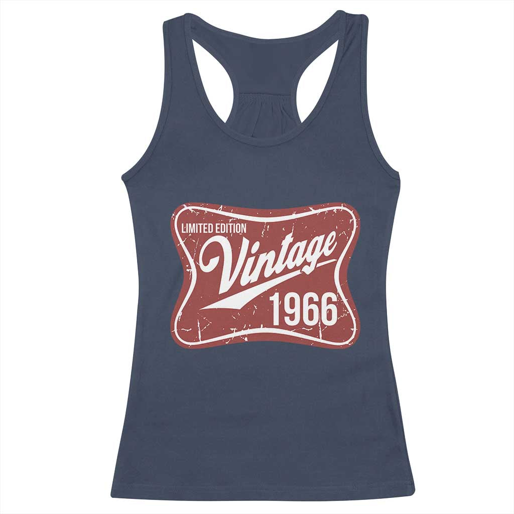 60th Birthday Beer Lover Vintage 1966 Limited Edition Racerback Tank Top Red Metal Beer Soft Sign Graphic