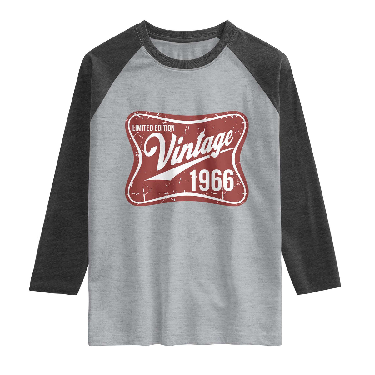 60th Birthday Beer Lover Vintage 1966 Limited Edition Raglan Shirt Red Metal Beer Soft Sign Graphic